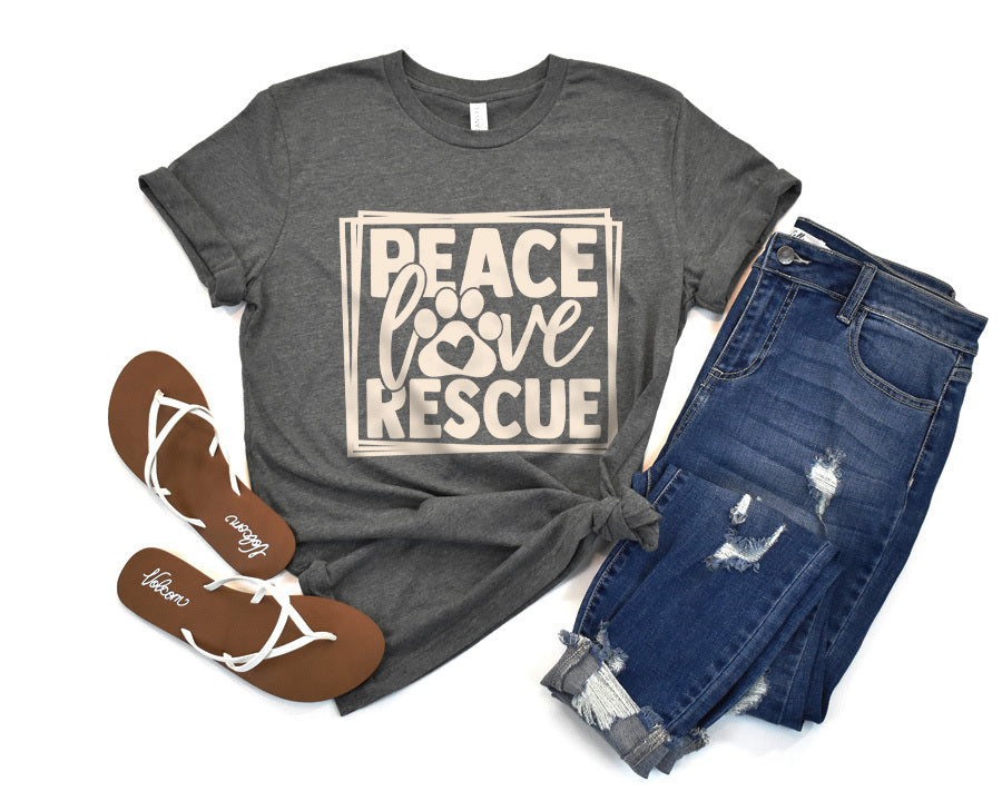 Peace Love Rescue Stamp Premium T-Shirt Dark Heather