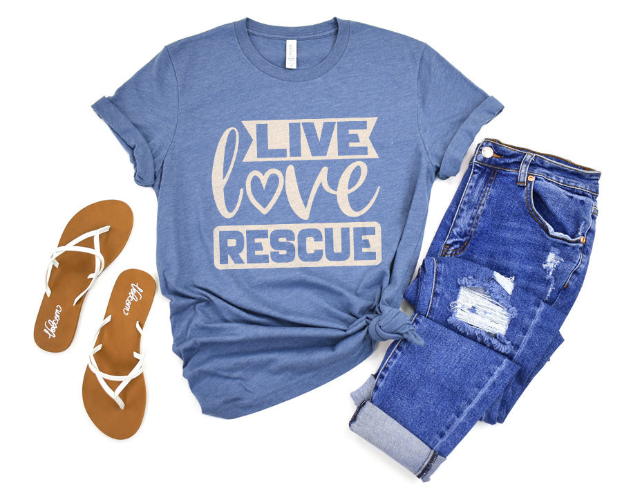 Live Love Rescue Premium T-Shirt Blue