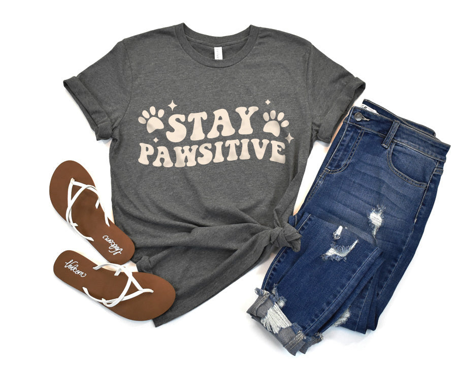 Stay Pawsitive Premium T-Shirt Dark Heather