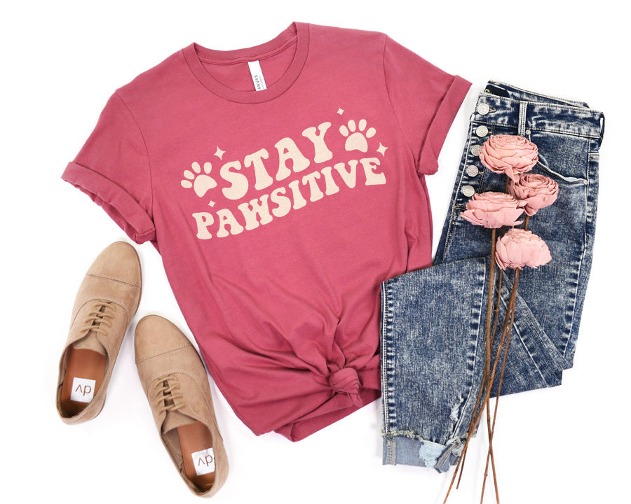 Stay Pawsitive Premium T-Shirt Heliconia