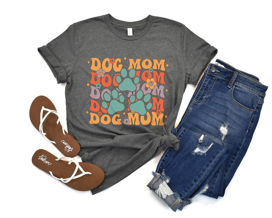 Retro Dog Mom Premium T-Shirt Dark Heather