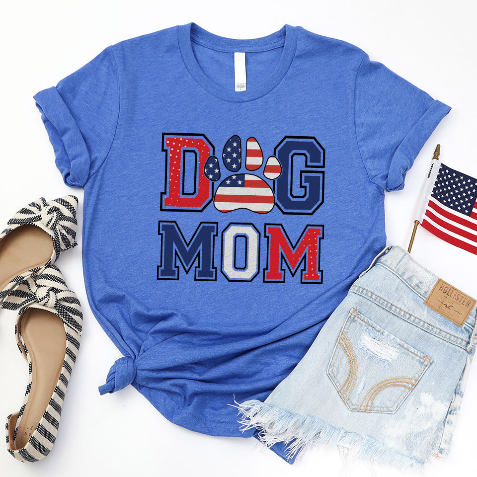Patriotic Collegiate Dog Mom Premium T-Shirt Blue