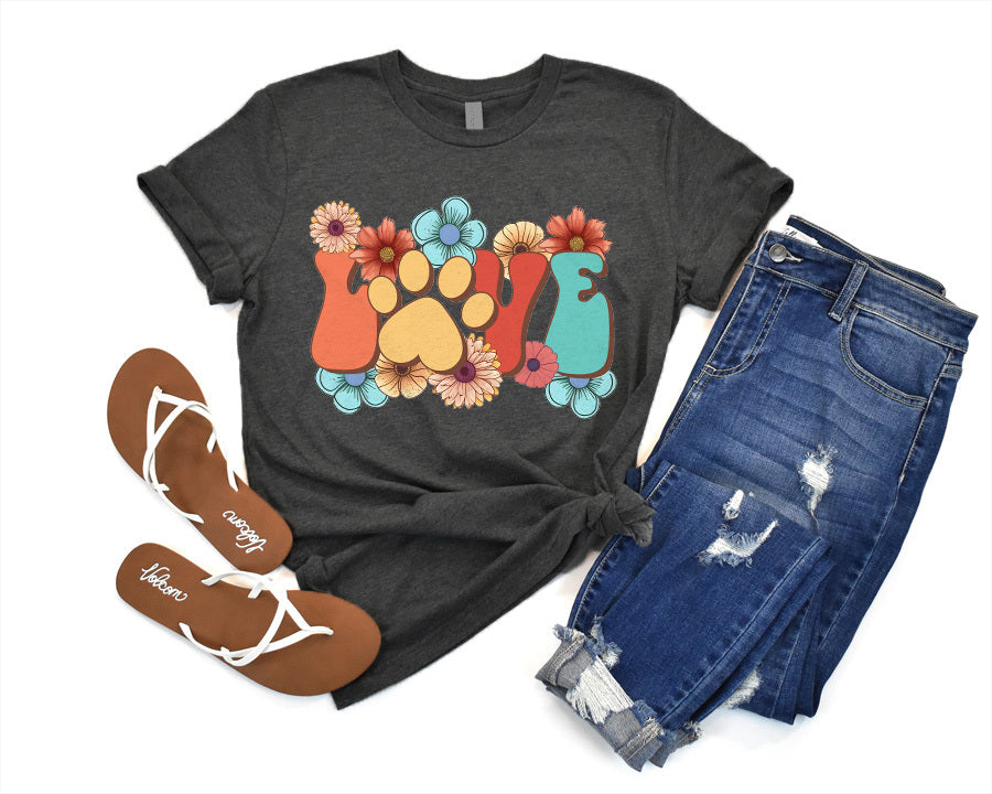 Love Paw Flowers T-Shirt