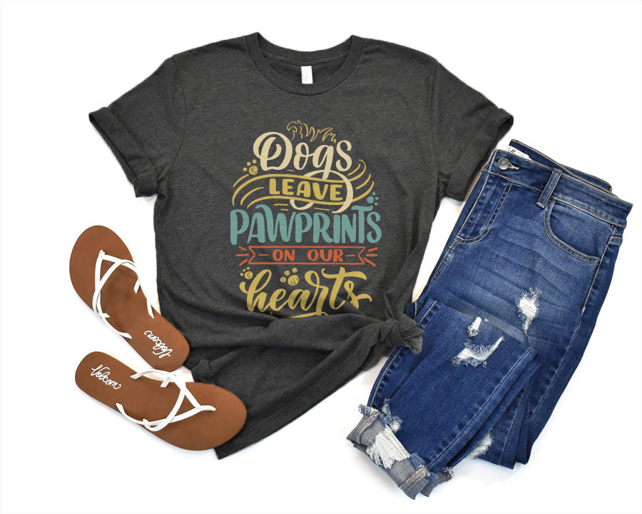 Dogs Leave Pawprints On Our Hearts Premium T-Shirt