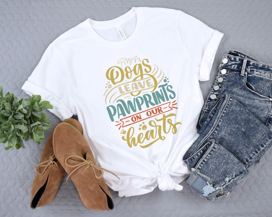 Dogs Leave Pawprints On Our Hearts Premium T-Shirt