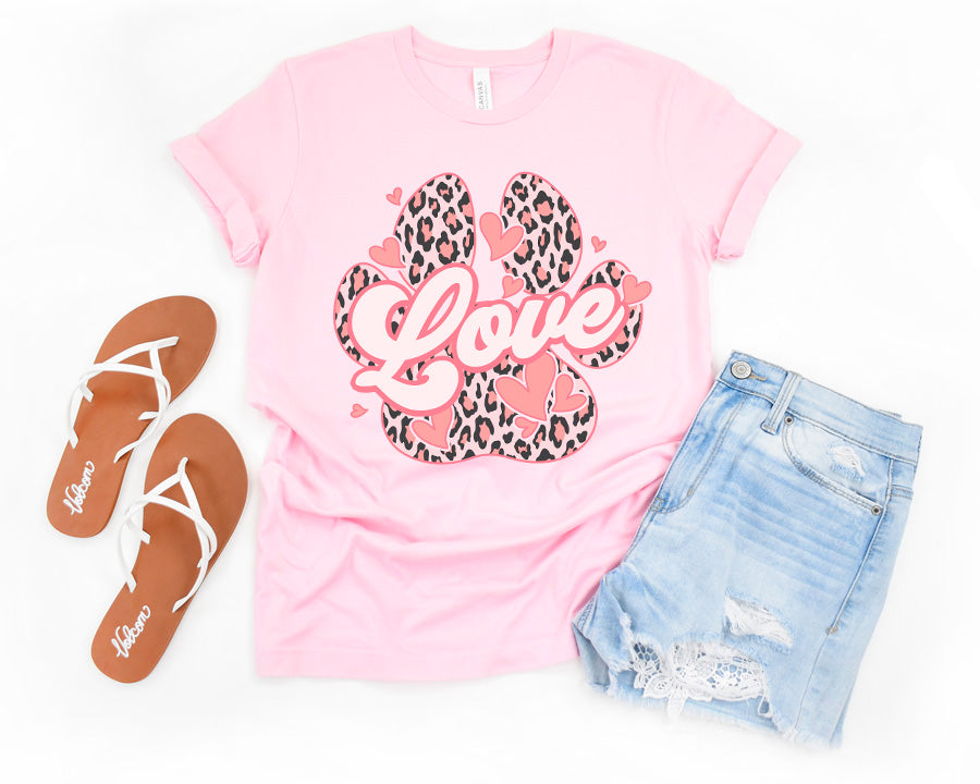 Love Paw Leopard Premium T-Shirt Light Pink