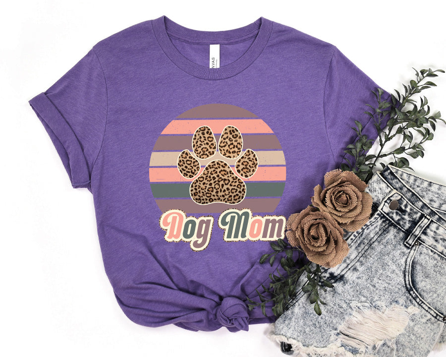 Dog Mom Leopard Paw Premium T-Shirt Purple