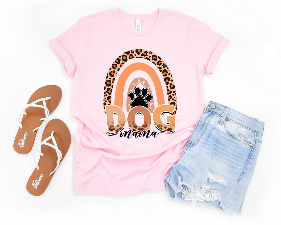 Dog Mama Gradient Leopard Font Premium T-Shirt Light Pink