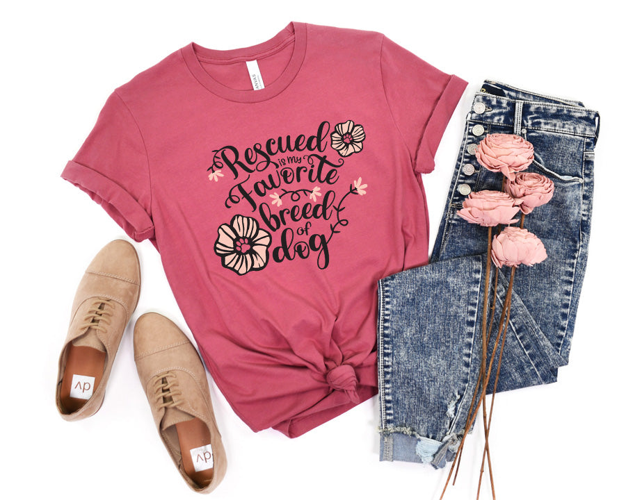 Rescued Is My Favorite Breed Of Dog Premium T-Shirt Pink