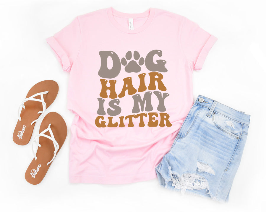 Dog Hair Is My Glitter Retro Premium T-Shirt Light Pink