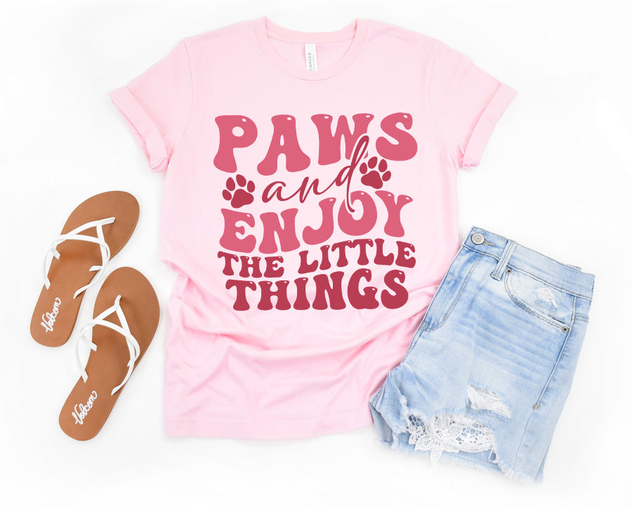 Paws And Enjoy The Little Things Premium T-Shirt Light Pink