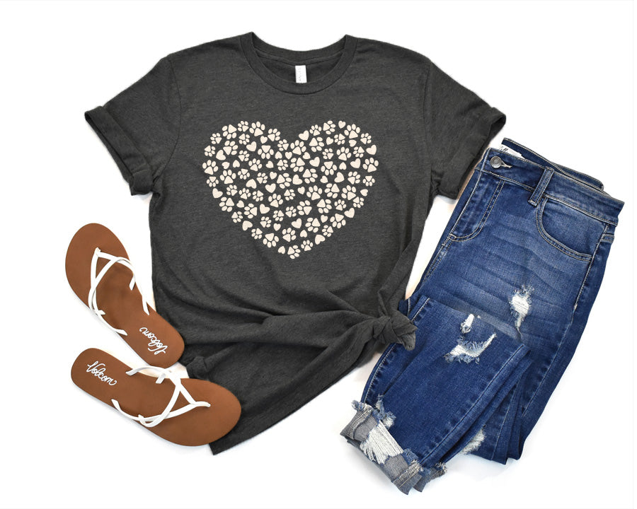 Simple Hearts & Paws Premium T-Shirt Dark Heather Grey