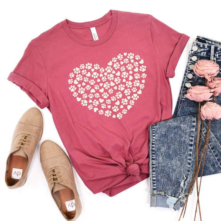 Simple Hearts & Paws Premium T-Shirt Pink