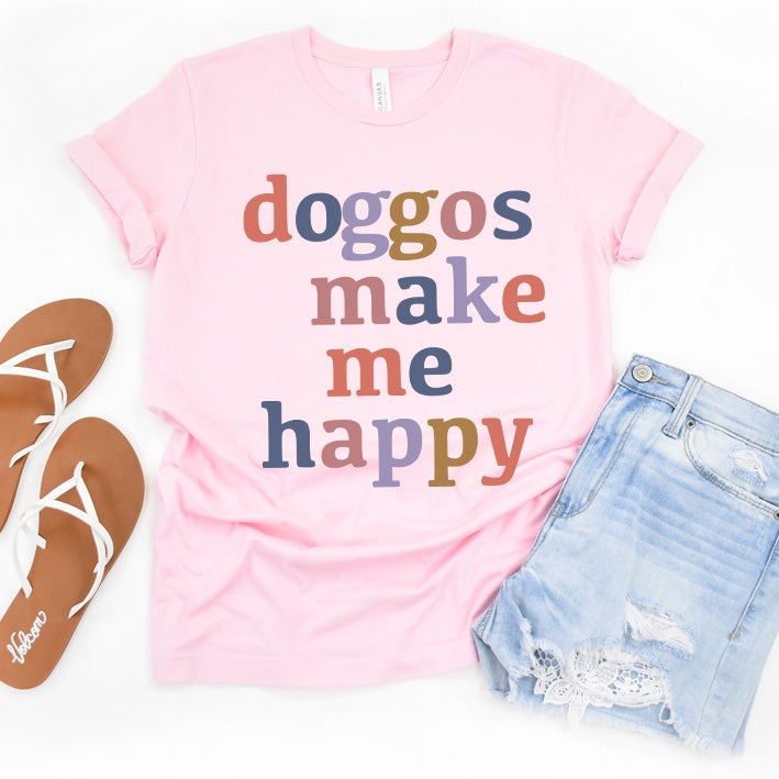 Doggos Make Me Happy Premium T-Shirt Light Pink