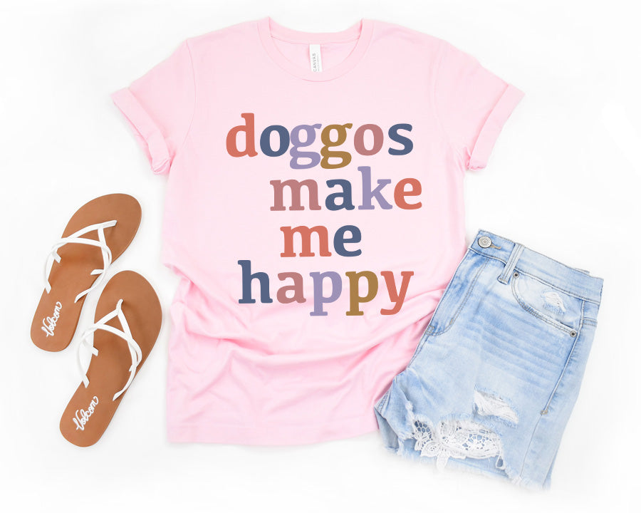 Doggos Make Me Happy Premium T-Shirt Light Pink