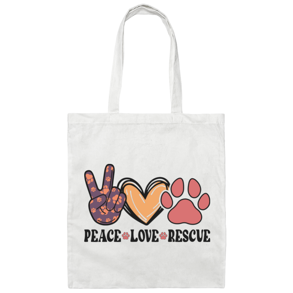Peace Love Rescue Multi Color Tote Bag