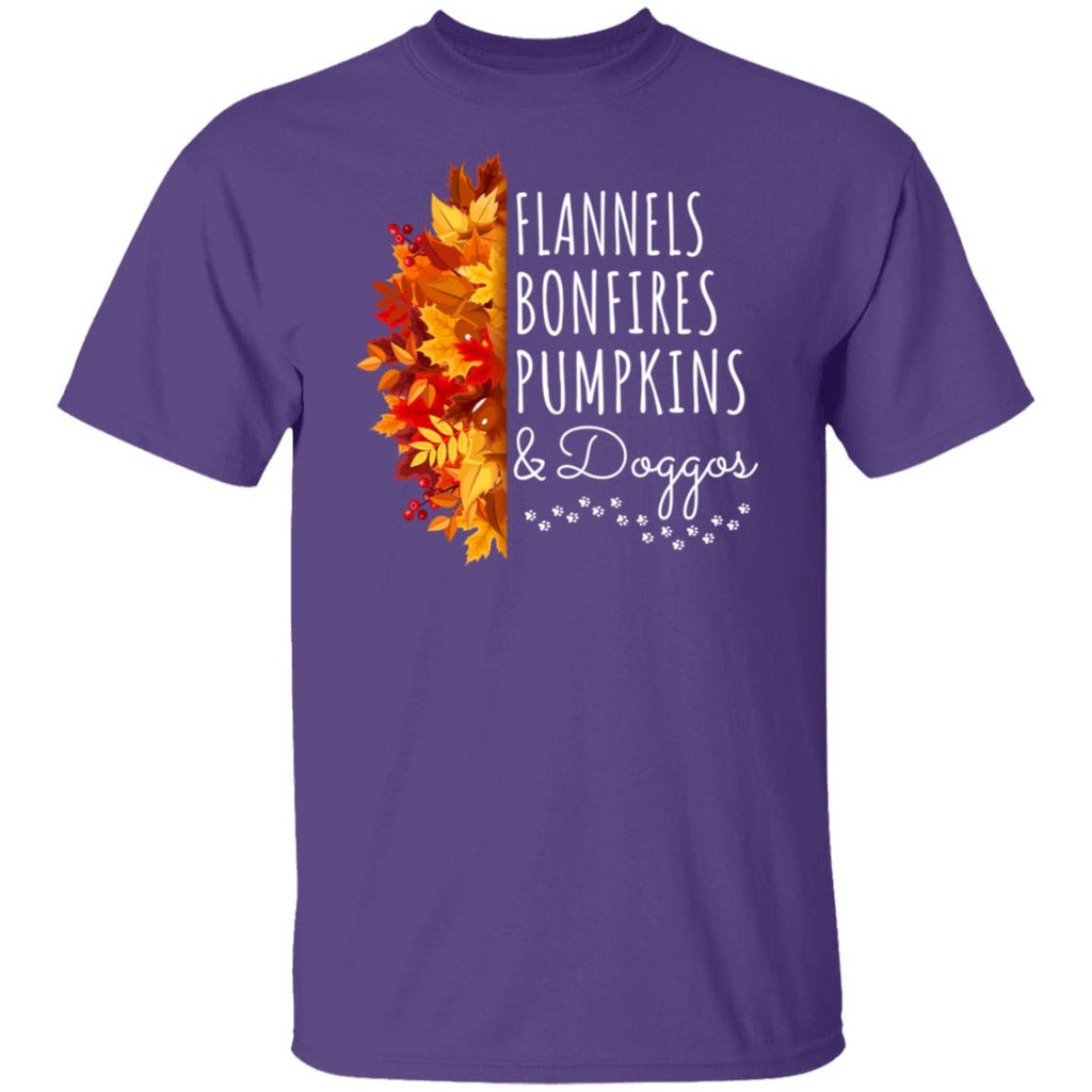 Flannels Bonfires Pumpkins & Doggos T-Shirt Purple