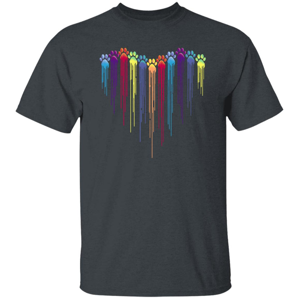 Multi-colored Paw Print Heart T-Shirt