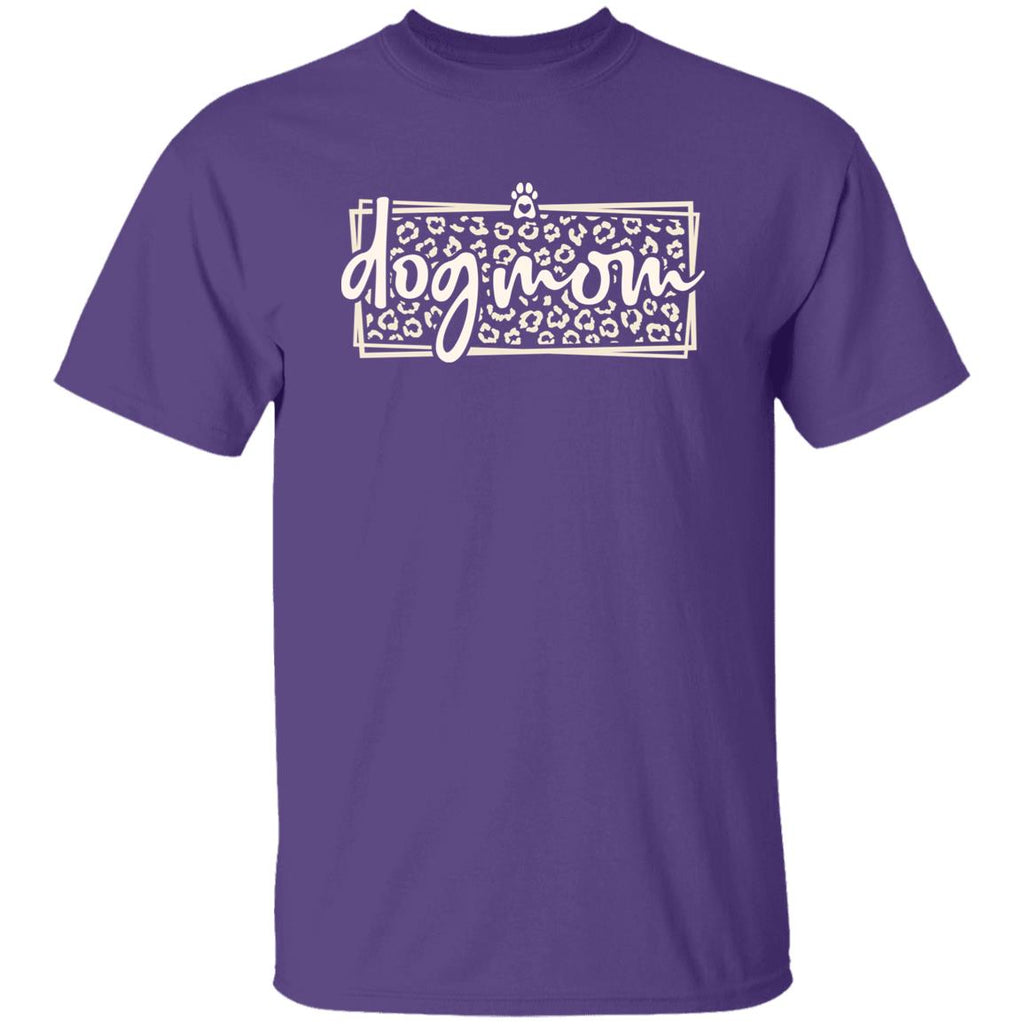 Dog Mom Leopard Stamp T-Shirt Purple
