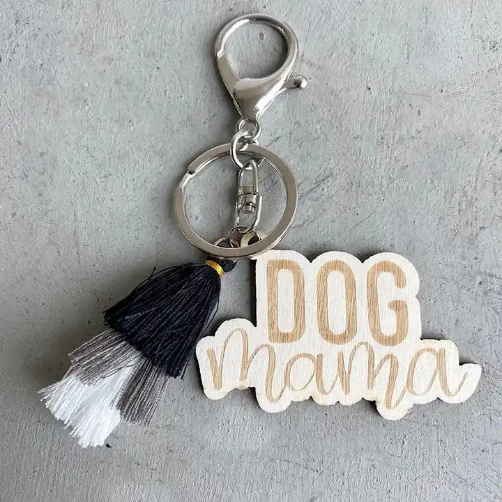 Dog Mom Keychain with Tassel