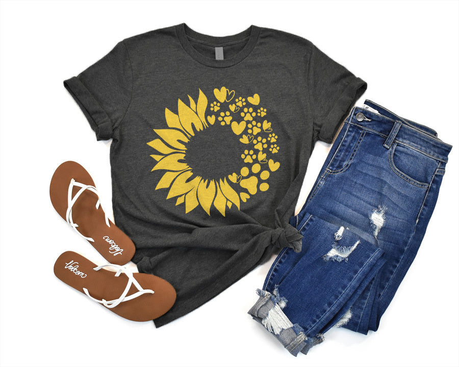 Hearts Paw Sunflower Premium T-Shirt Dark Heather