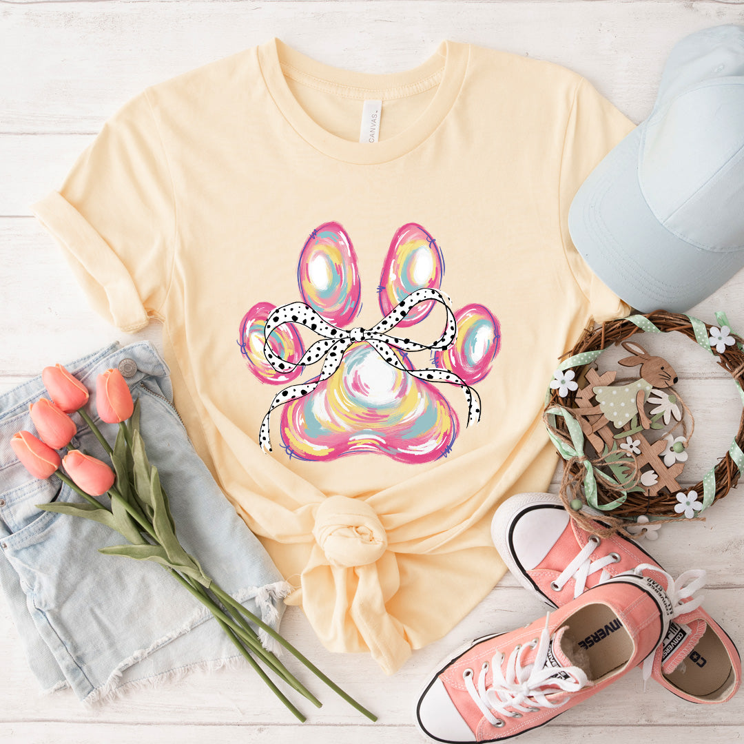 Easter Bow Paw Print Tee - 1183