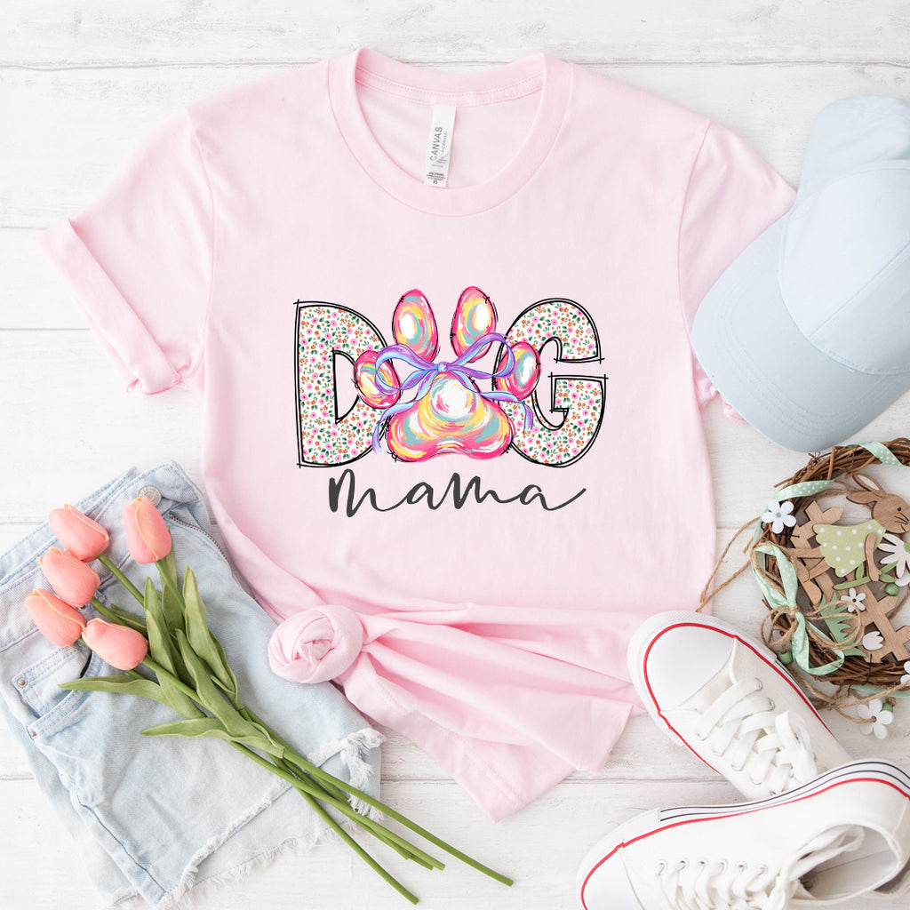 Spring Ribbon Dog Mama Tee - 1209