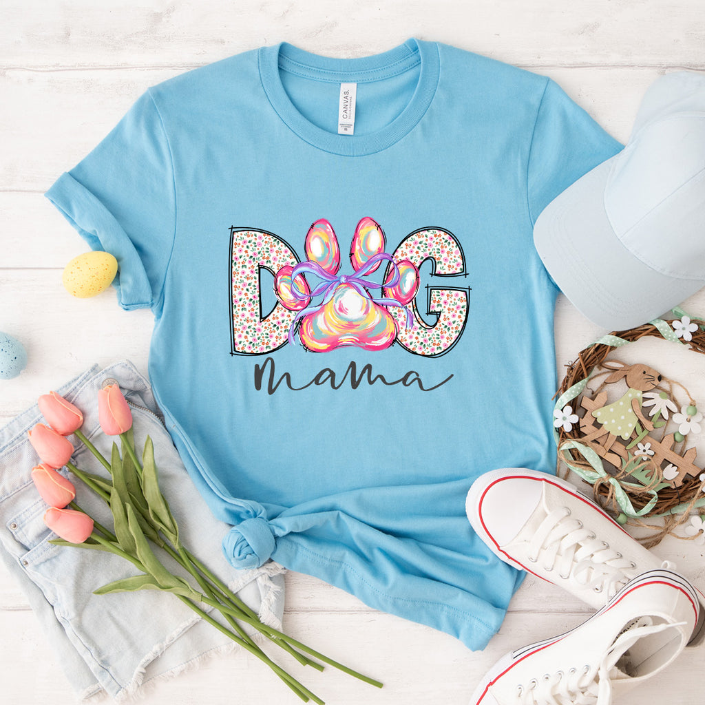 Spring Ribbon Dog Mama Tee - 1210
