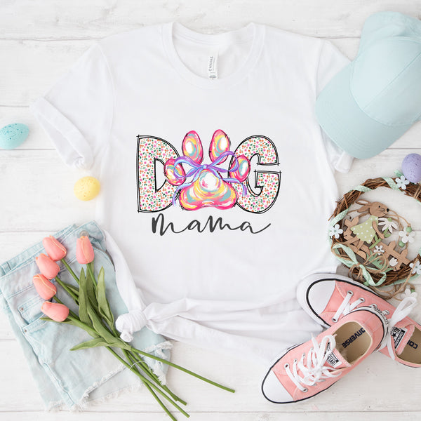 Spring Ribbon Dog Mama Tee - 1211