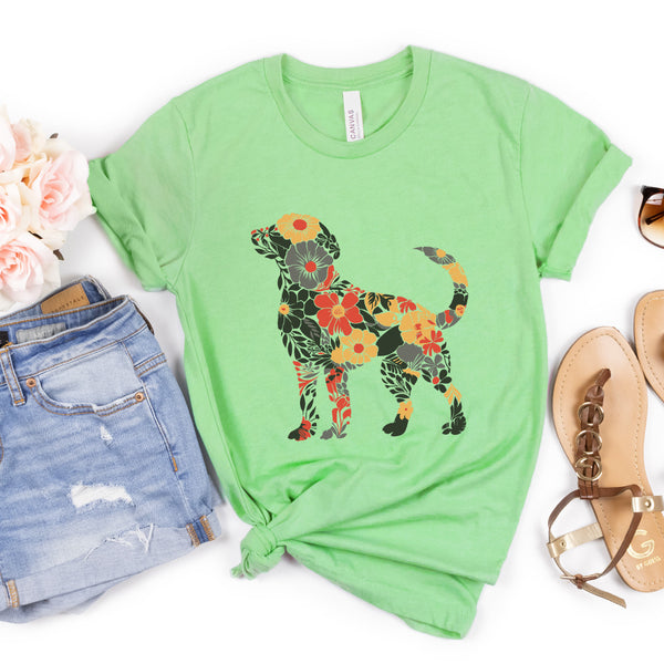 Dog Flower Silhouette Tee - 1230