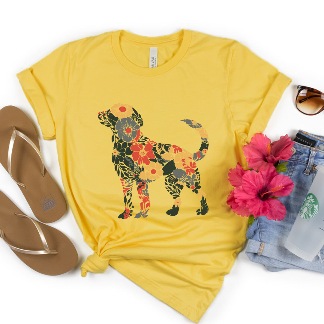 Dog Flower Silhouette Tee - 1232