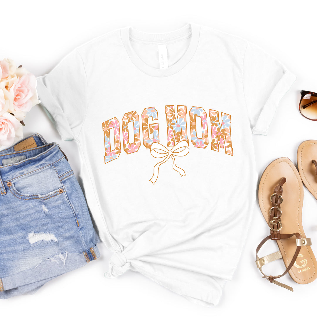 Floral Dog Mom Bow Tee - 1244