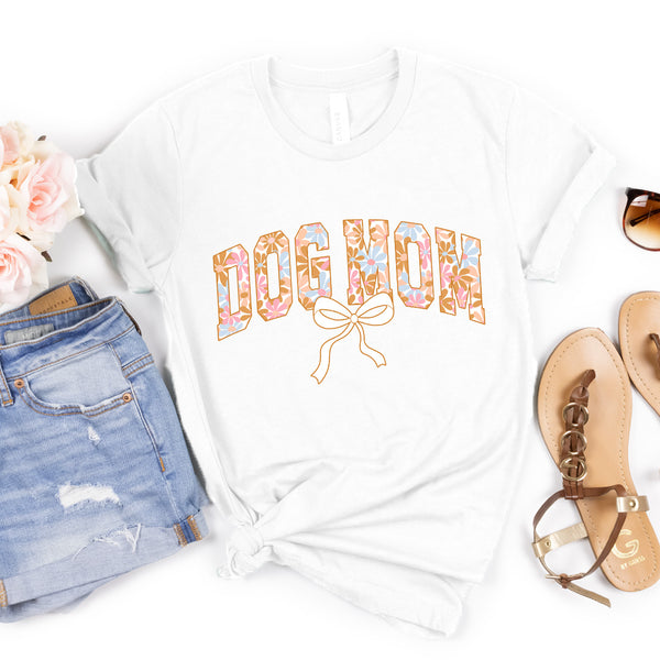 Floral Dog Mom Bow Tee - 1244