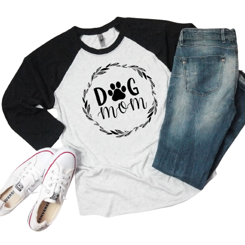 Dog Mom Decorative Circle Premium 3/4 Sleeve Shirt WBLK