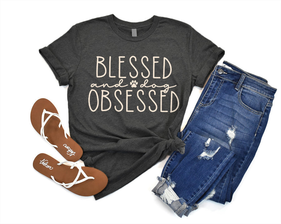 Blessed & Dog Obsessed Premium T-Shirt Dark Heather