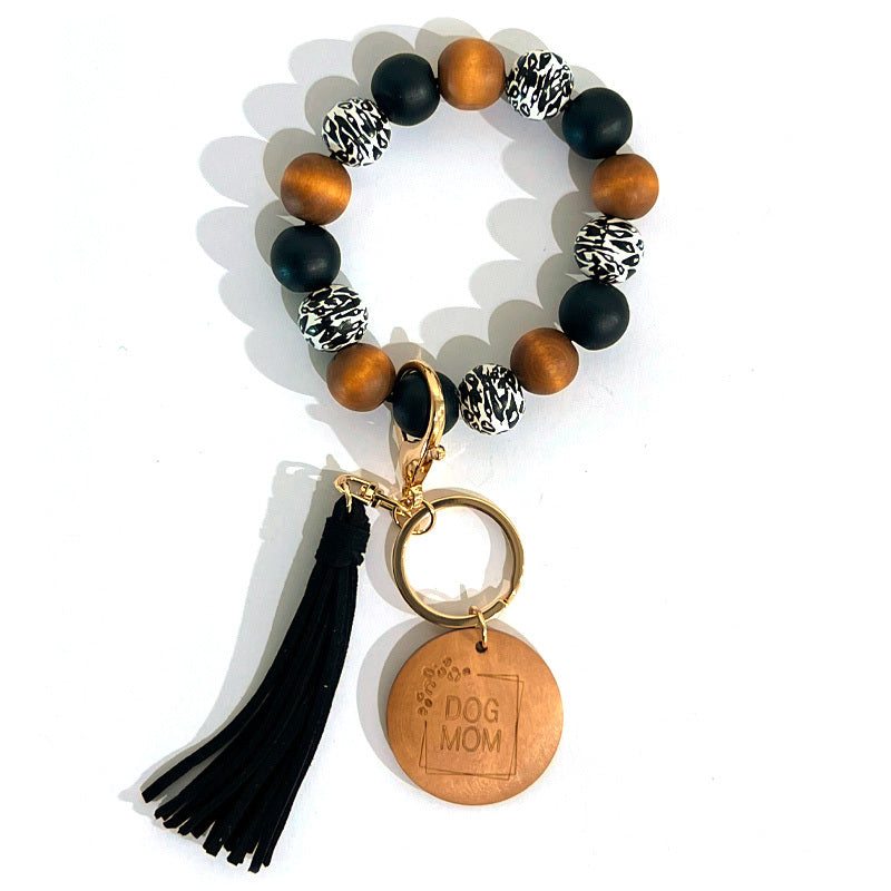 Beaded Dog Mom Keychain Bracelet