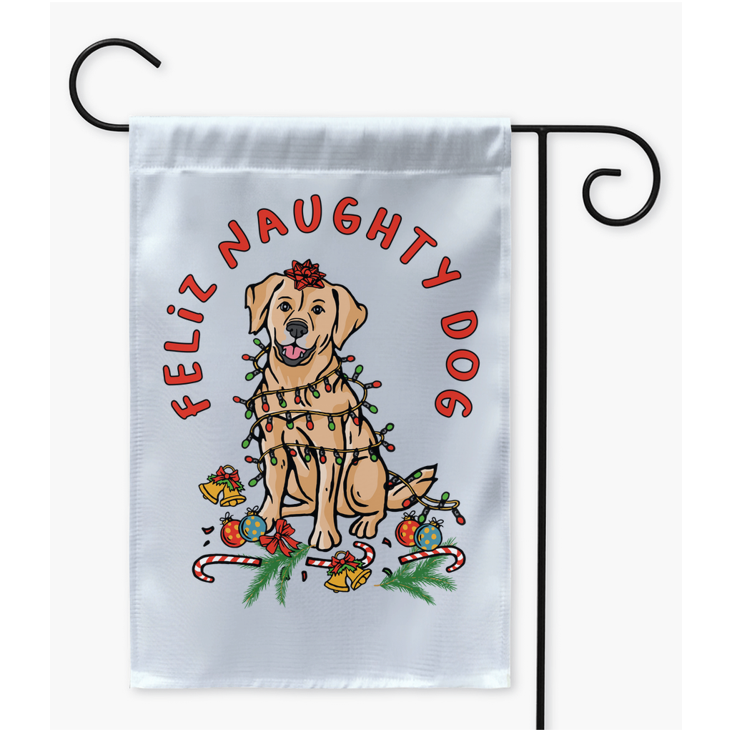 Feliz Naughty Dog Premium Yard Flag