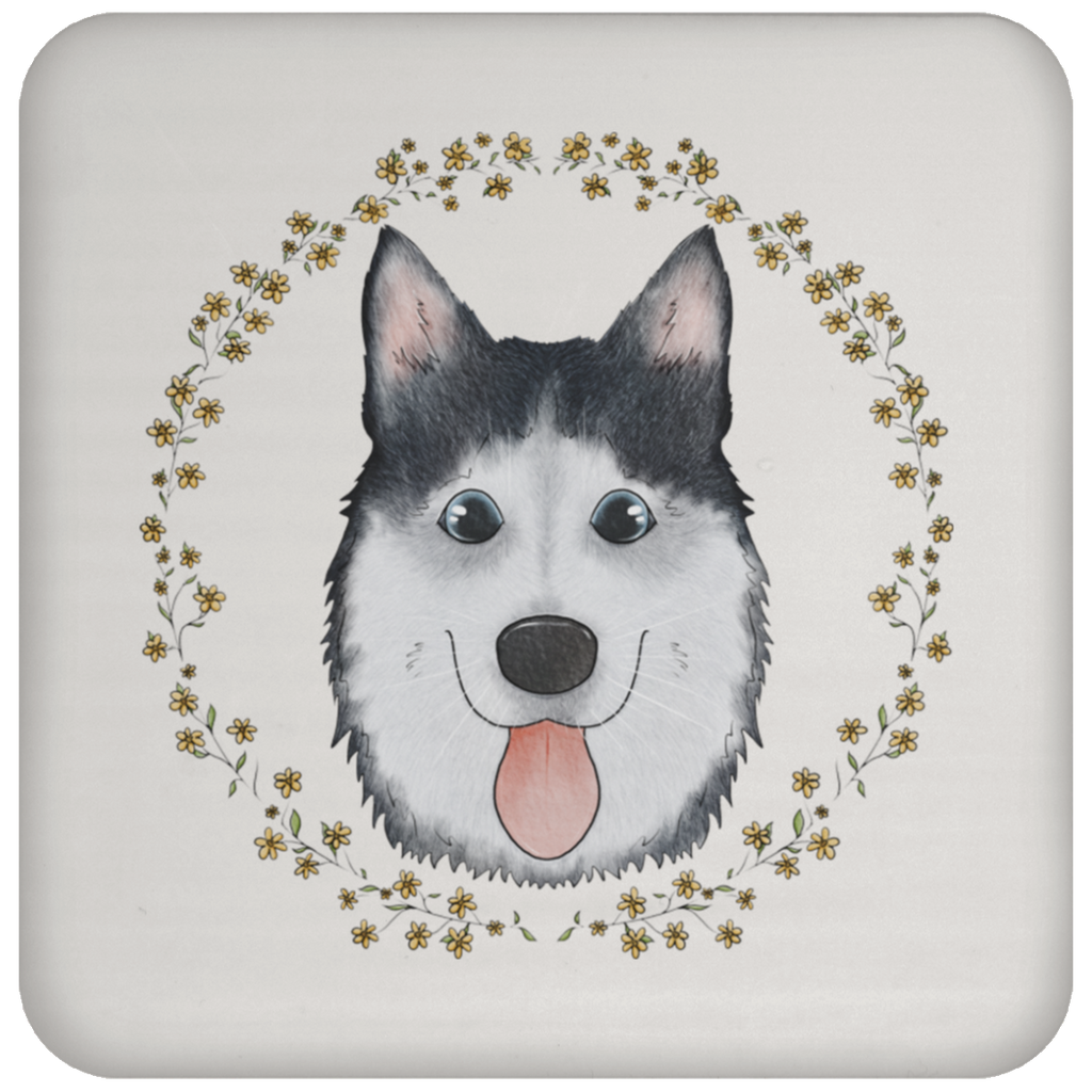 Floral Heart Wreath Husky Coaster