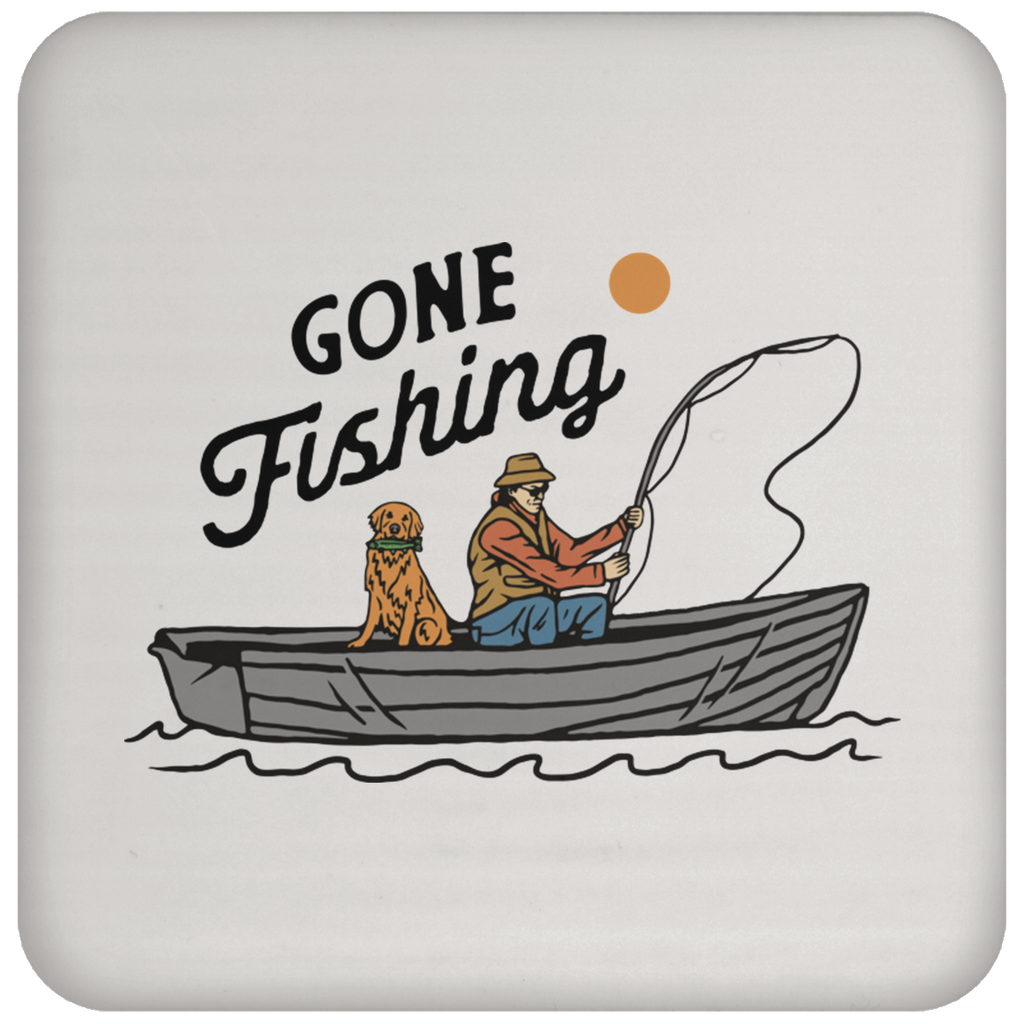 Gone Fishing Golden Retriever Coaster