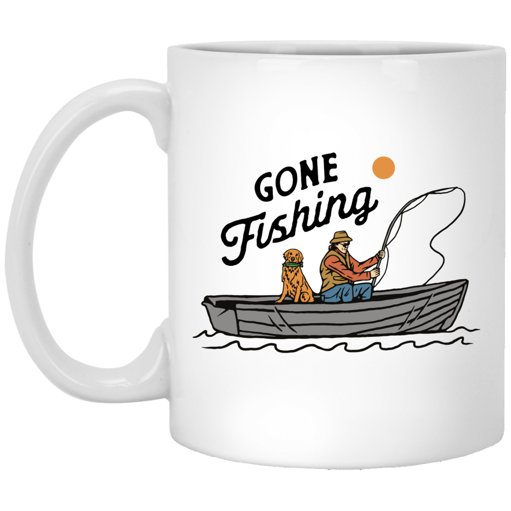 Gone Fishing Golden Retriever Coffee Mug