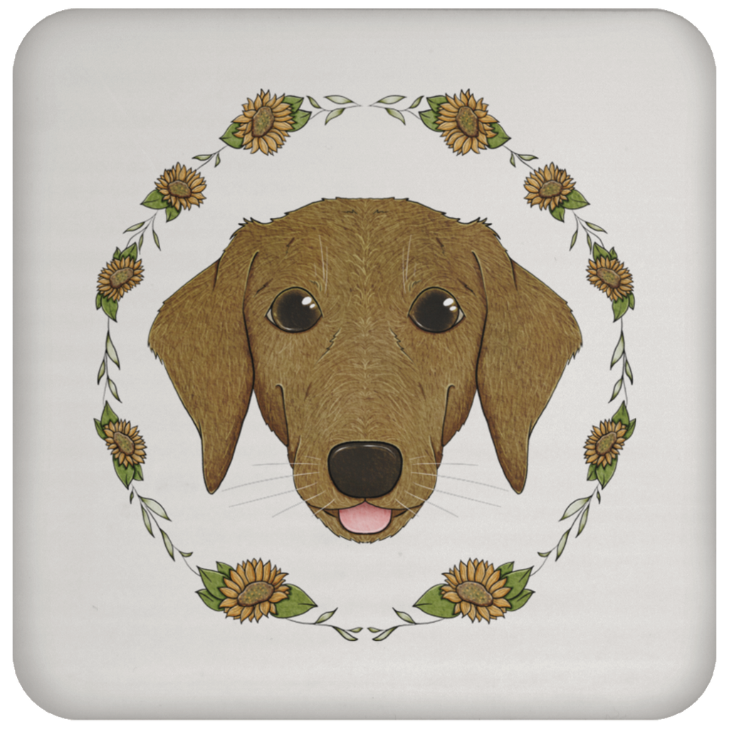 Floral Heart Wreath Dachshund Coaster