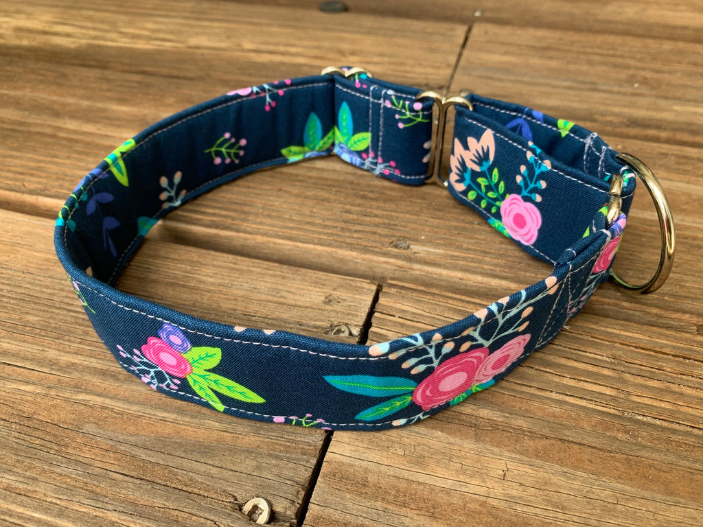 Navy Floral Dog Collar
