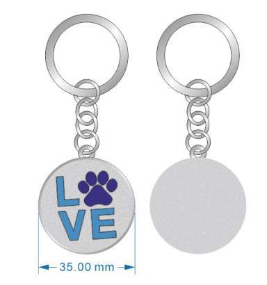 Stainless Steel Love Paw Keychain