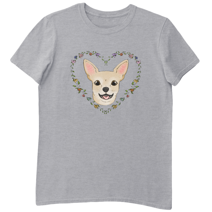 Floral Heart Wreath Chihuahua T-Shirt