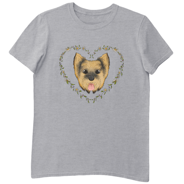 Floral Heart Wreath Yorkie T-Shirt