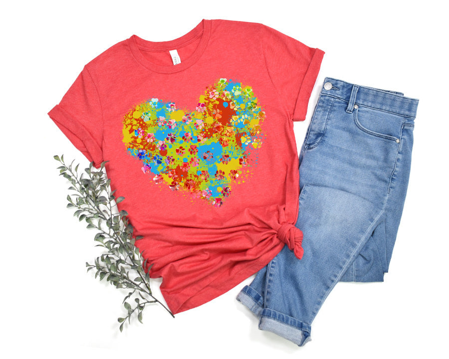 Splash Paw Heart Premium T-Shirt Red