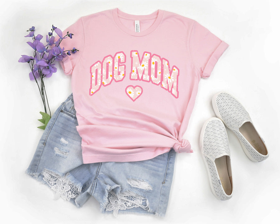 Pink Floral Dog Mom Premium T-Shirt