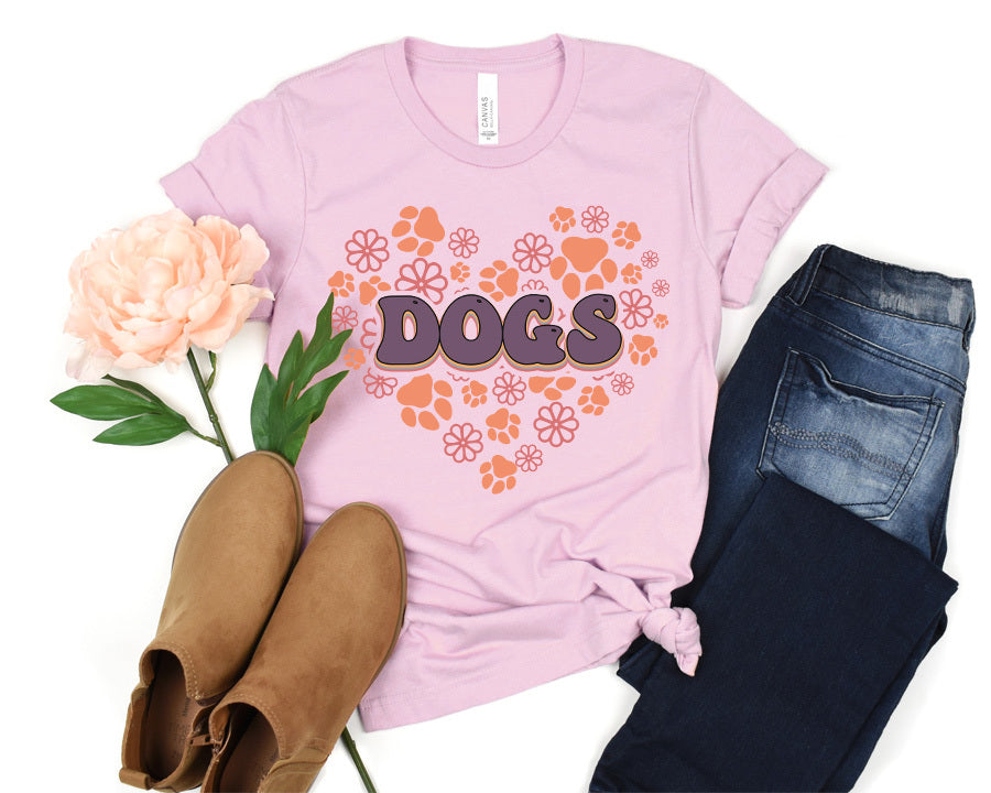 Dog Paw Flower Premium T-Shirt Pink