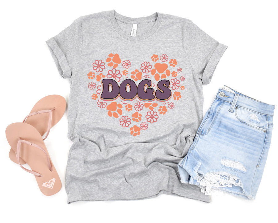 Dog Paw Flower Premium T-Shirt Grey