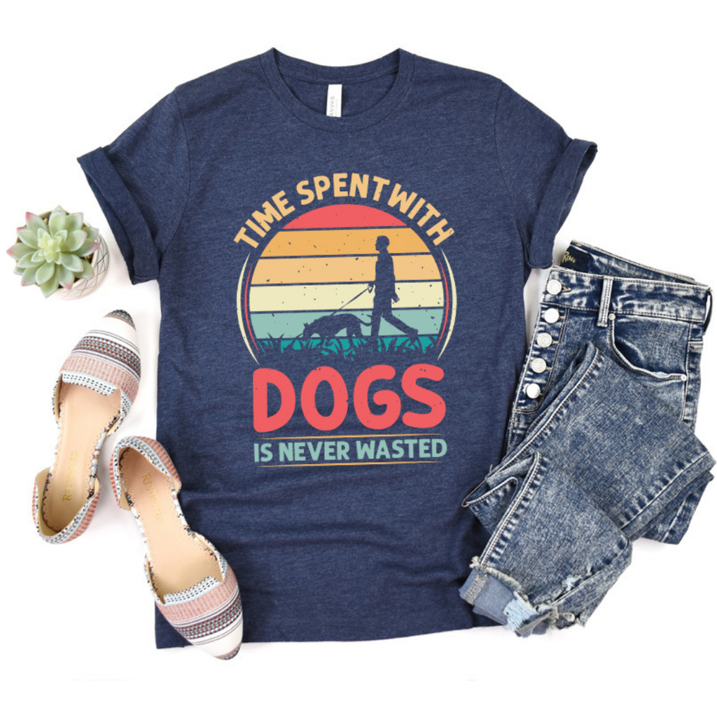 Time Spent With Dogs Is Never Wasted Premium T-Shirt Navy